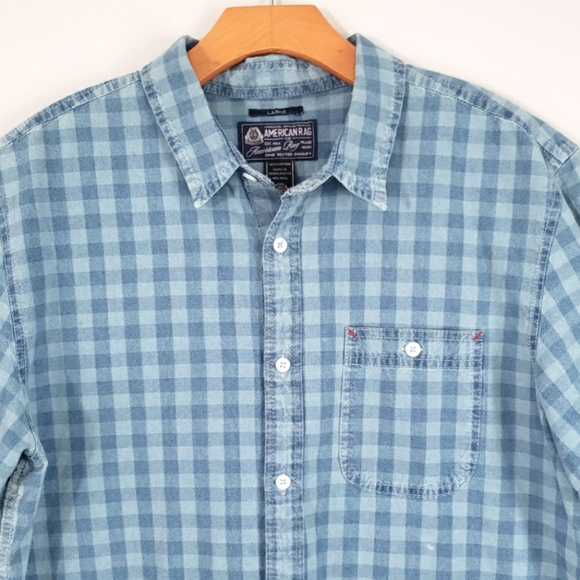 American Rag Plaid Button Down Large - Picture 2 of 6
